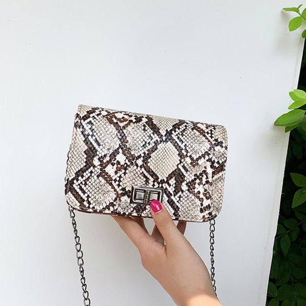 

new fashion small snake print flap shoulder bag female pu leather chain crossbody bags for women size 18x13x5cm