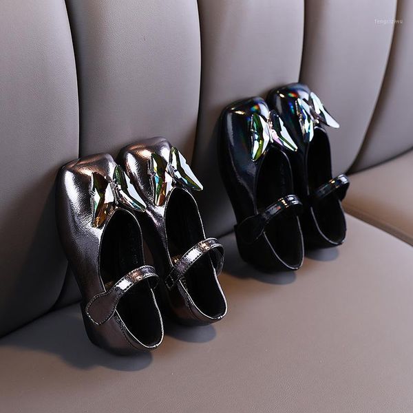 

autumn baby girls leather shoes princess soft bottom dance leather shoes student children's1, Black