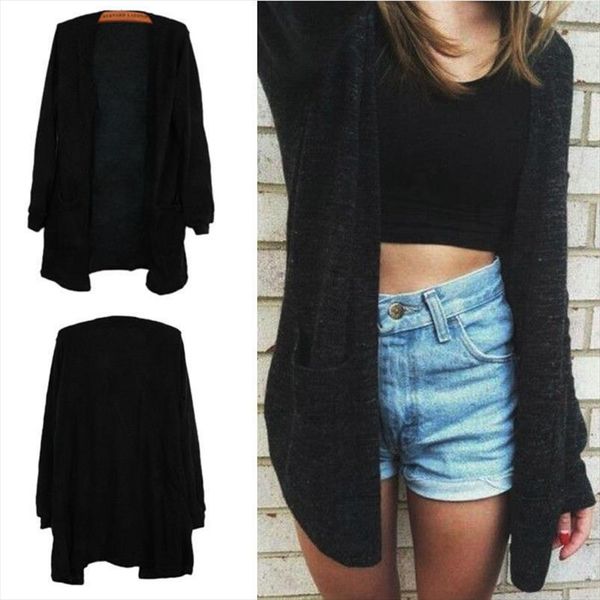 

2020 women sweater cardigan coat spring autumn oversize loose knitted sweater long sleeve ladies cardigan outwear clothes, White;black