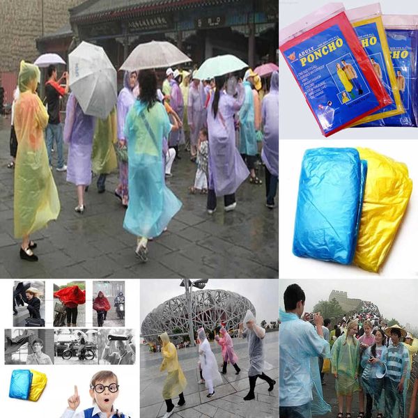 

one-time poncho raincoats portable rainwear travel disposable pe coat rain wear gifts mixed colors