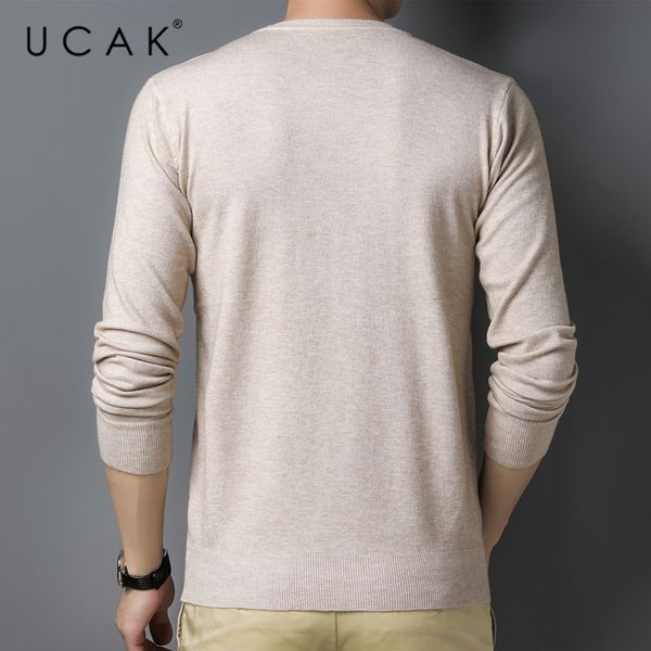 

ucak brand solid color cotton sweaters men clothing autumn winter fashion streetwear sweater pull homme casual pullover u1124 201203, White;black