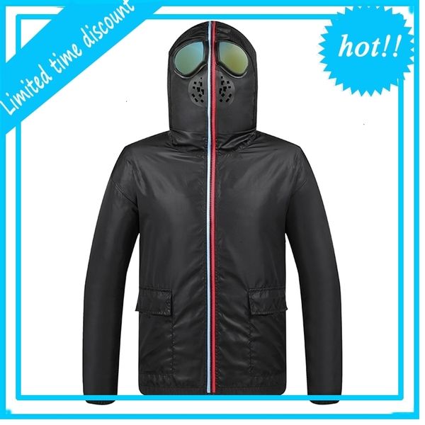 

jacket men with glasses special clothing protective hat headwear fashion casual brand slim mens coats hooded overcoat male, Black