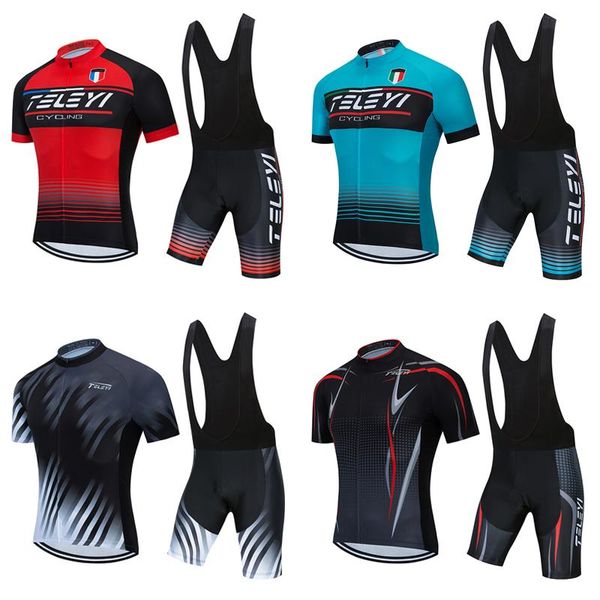 

racing sets men's pro cycling jersey set 2021 breathable mountain bike clothing male team dress mtb bicycle clothes sport uniform mallo, Black;blue