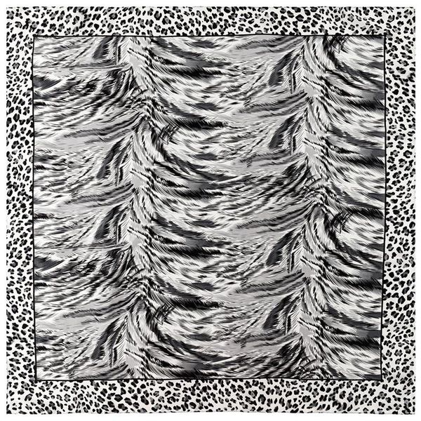 

scarves spring summer silk scarf women fower leopard print pattern 90cm large square fashion hijab headband beach shawl fj316, Blue;gray