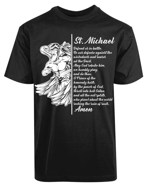 

st. michael archangel prayer christian pray amen warrior in armor new summer fashion brand concert hooded sweatshirt hoodie men t shirt