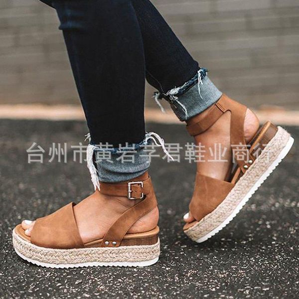 

dress shoes solid rome open toe ankle strap platform wedges women sandals high front rear gladiator ladies buckle summer, Black