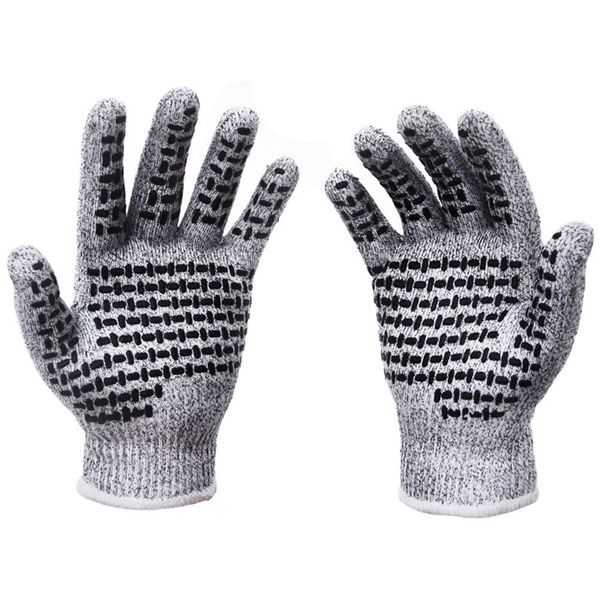 

1pair butcher wear resistant outdoor multi-purpose non-slip durable work gloves finger kitchen security protection anti cut, Blue;gray