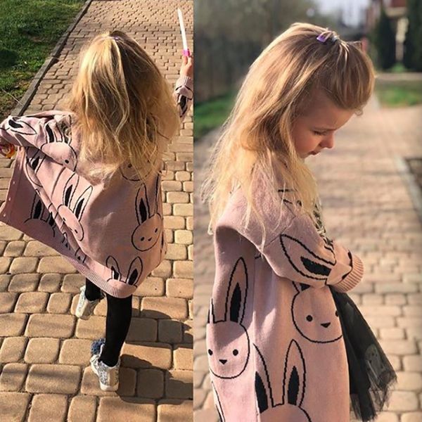 

baby girls sweaters toddler boys cardigans coat cartoon rabbit children cotton knitwear autumn winter kids girl pullover sweater lj200813, Blue