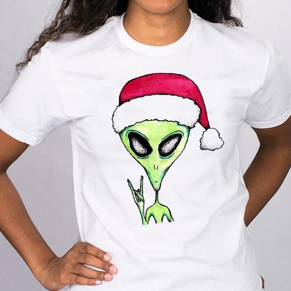 

women graphic cartoon funny face 90s short sleeve holiday merry christmas tees clothes print lady female t shirt t-shirt, White