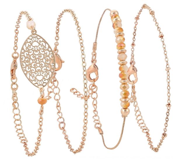 

jewelry fashion women's set 4 oval hollowed out metal jewelry fashion women's bracelet set 4 pieces oval hollowed bracelet crystal, Golden;silver