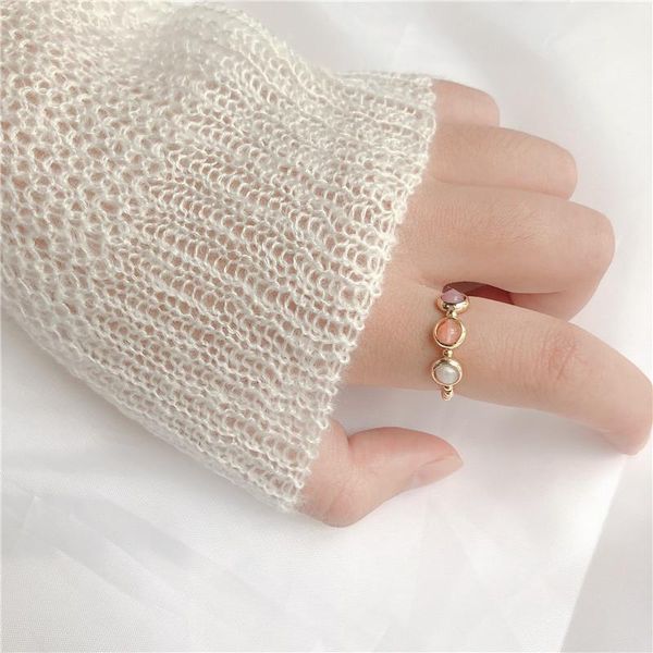 

cluster rings original design minimalist fashion tide people creative joker character and pure fresh girl web celebrity natural stone ring1, Golden;silver