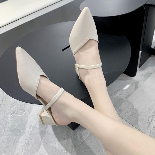 

women shoes lady summer fairies 2020 new style pointed baotou square heel small fresh and versatile net red