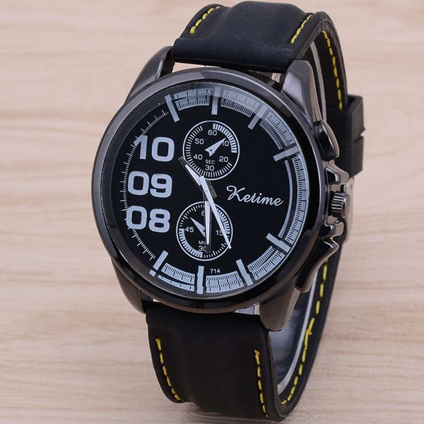 

men's new popular fashion watch business korean leisure silicone sports quartz watch, Slivery;brown