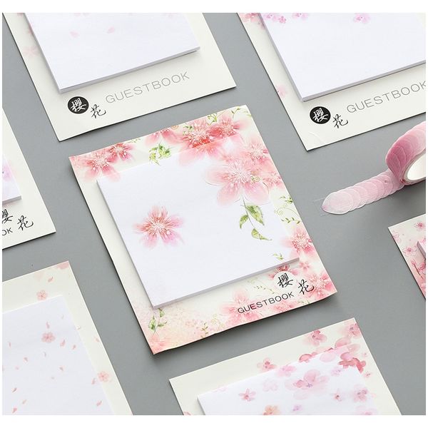 

mohamm 30pcs american cherry blossom kawaii cute sticky notes memo pad in japanese style diary stationery flakes scrapbook deco f wmtcwp