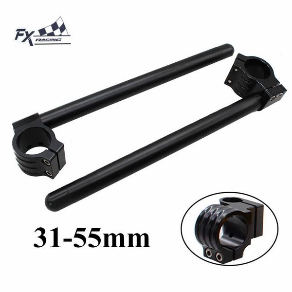 

black cnc motorcycle clip on clipon handlebar fork clamp handle bar 31 33 35 36 37 38 39 41 43 45 46 48 50 51 52 53 54 55mm