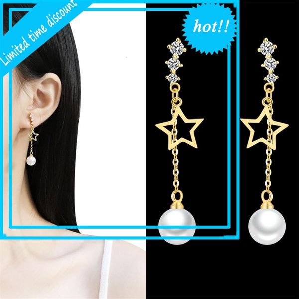 

new 925 pure silver needle earrings, Golden
