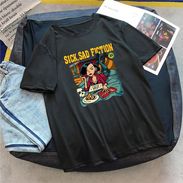 

eww feelings spoof letter print short sleeve loose casual t shirt summer womens ulzzang harajuku cartoon fun chic t shirt, White