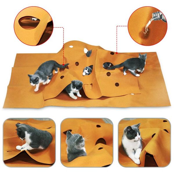 

cat beds & furniture 120x90cm creative litter pad activity play mat pet bite training felt cloth