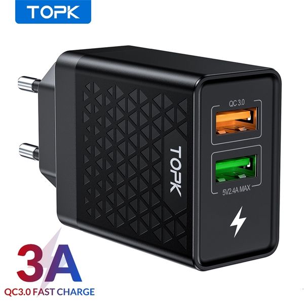 

черная пятница topk 28w fast quick charge 3.0 телефон для iphone samsung xiaomi usb plug адаптер путешествие зарядного устройства
