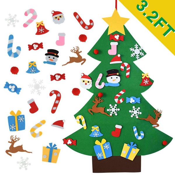 

diy felt christmas tree with ornaments kids gifts xmas tree door wall hanging decorations for home navidad decor 2021 new year