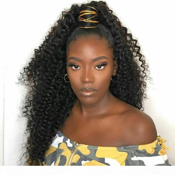 

160gram kinky curly ponytials drawstring hair chignon afro bun ponytail new style curly combsfor black woman