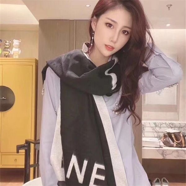 

8828 luxury vip member winter wool cashmere scarf shawl tricolor y201024, Blue;gray