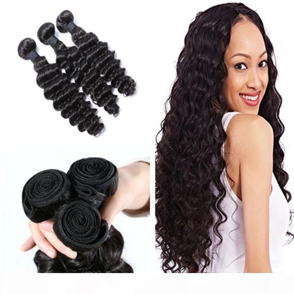 

8a brazilian deep wave 3 bundles virgin hair brazilian deep curly unprocessed peruvian malaysian indian deep wave human hair weaves, Black;brown
