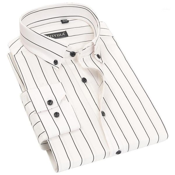 

shirt without chest pocket 100% cotton soft slim striped fashion men dress shirts non-iron easy care male 1, White;black