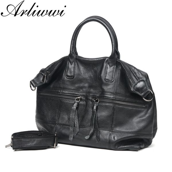 

arliwwi large capacity female 100% real leather tote handbags soft genuine cow leather big messenger bags for women new gs04 c0121