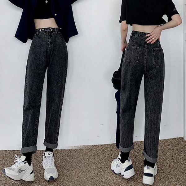 

high waist straight jeans women vintage loose harem jeans for women plus size boyfriend mom streetwear 20201, Blue