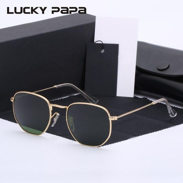 

sunglasses classic g15 glass lens retro hexagonal men women round sun glasses vintage eyeglasses uvb rays 3548, White;black