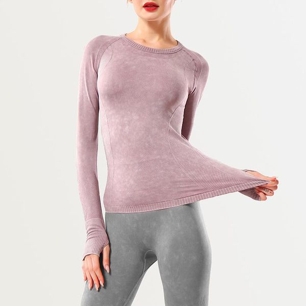 

seamless yoga wear long sleeve autumn and winter sports suit t-shirt women quick-drying fitness clothes women, White;red