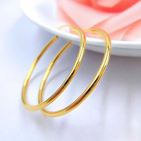 

vintage women round earrings gold filled earring big smooth circle hoop earring jewelry simple style accessories, Golden;silver