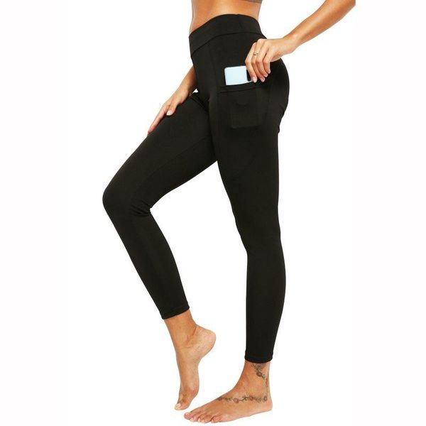 

fitness pants casual side pocket high waist stretch solid color yoga sports bottom pantsym, White;red