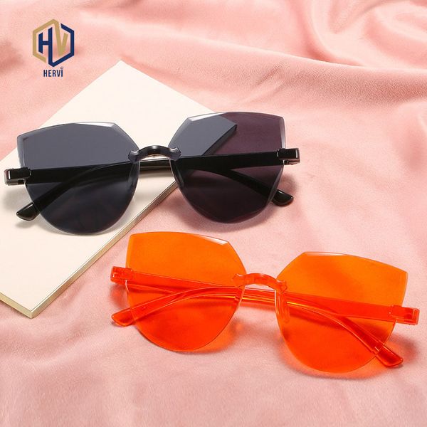 

cat eye sunglasses woman candy frameless colors irregular ocean lens sun glasses female gradient eyeglasses uv400