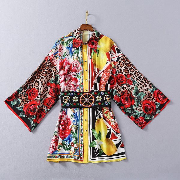 

xl 1229 плюс платье размера 2021 летние линии с длинным рукавом платье prom мода флора печатает отворот шеи бренда та же стиль платье sh, Black