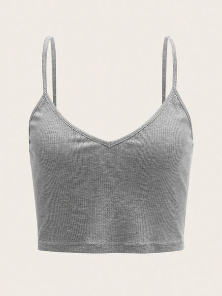 

solid rib-knit cami p5rf#, White