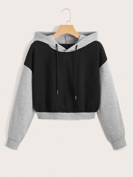 

two tone drop shoulder drawstring thermal hoodie j1wv#, White;black