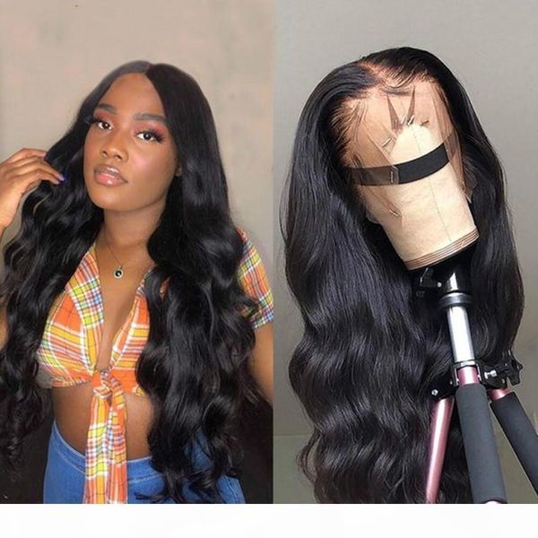 

transparent body wave wig brazilian 13x6 lace front wig human hair wigs 30 inch remy hair closure wig, Black;brown
