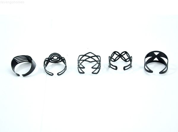 

factoryyizbgypsy vintage black zinc alloy ecoolin adjustable finger tattoo rings toe ring for women men bulk jewelry lots mix style, Silver