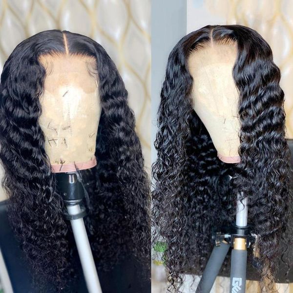 

lace wigs curly human hair wig front 30 inch glue 28 remy 150 13x6, Black;brown