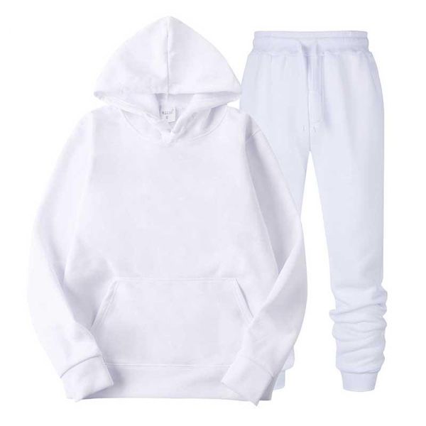 

men's hoodies & sweatshirts sport suit hoodie solid hooded men cotton fall/winter warm sweatshirt +sweatpants suits casual tracksuit co, Black