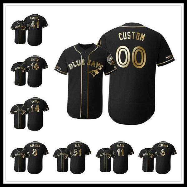 

торонто синий джейс men women молодежный 27 владимир guerrero младший 22 чейз андерсон flex base 2019 золотой выпуск бейсбол джерси, Black