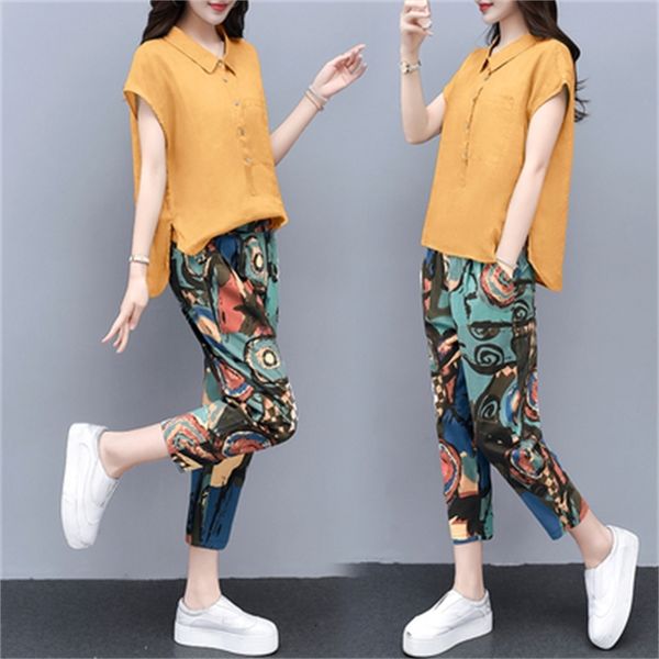 

casual 2nd piece female floral print harem pants plus size suits and sets of women sweaters 810i, White