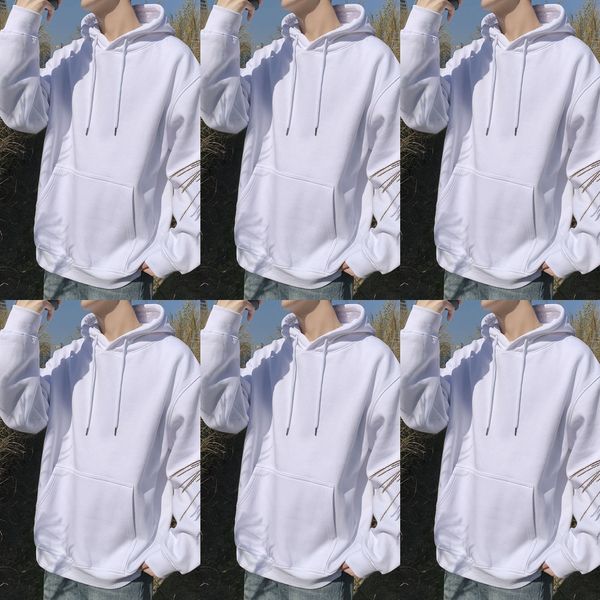 

fashion brand ins solid color hooded men's korean version spring and autumn trend looselovers wear sweatersweater sweater long sleeve t, Black