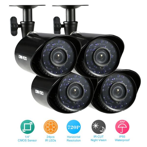 

wireless camera kits owsoo 4*720p outdoor/indoor security cctv + 4*60ft surveillance cable support weatherproof ir-cut night view