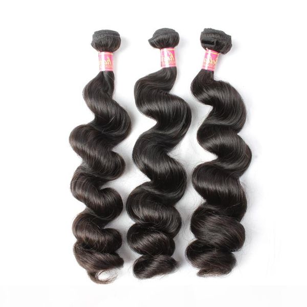 

bella hair 8a peruvian loose wave hair weaves 3 bundles unprocessed human hair double weft natural color hair extensions ing, Black