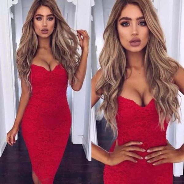 

women summer lace elegant party bodycon dress ladies spaghetti straps v-neck knee-length dresses vestidos de fiesta, Black;gray