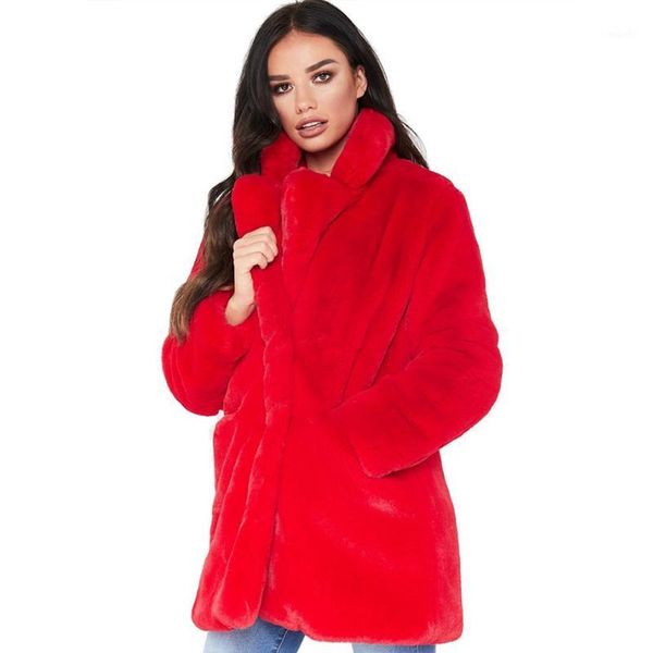 

liva girl long women's faux fur coat solid loose soft fur coat casual for female 8 color to choose1, Black