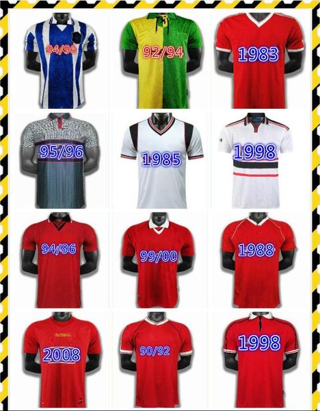 

92 98 cantona giggs keane mens retro soccer jerseys 98 04 beckham solskjaer scholes 11 ronaldo ferdinand rooney chicharito football shirt, Black;yellow